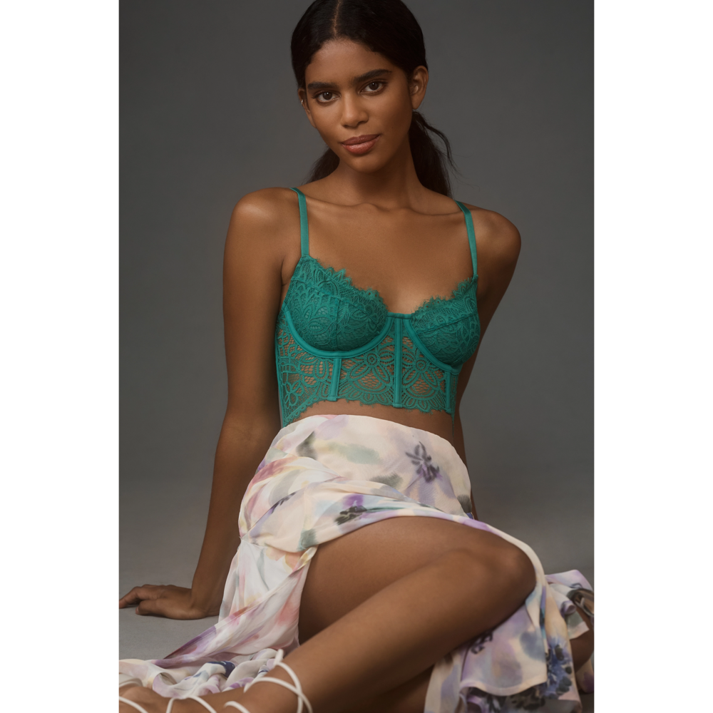 Anthropologie The Giselle Lace Bustier in Green